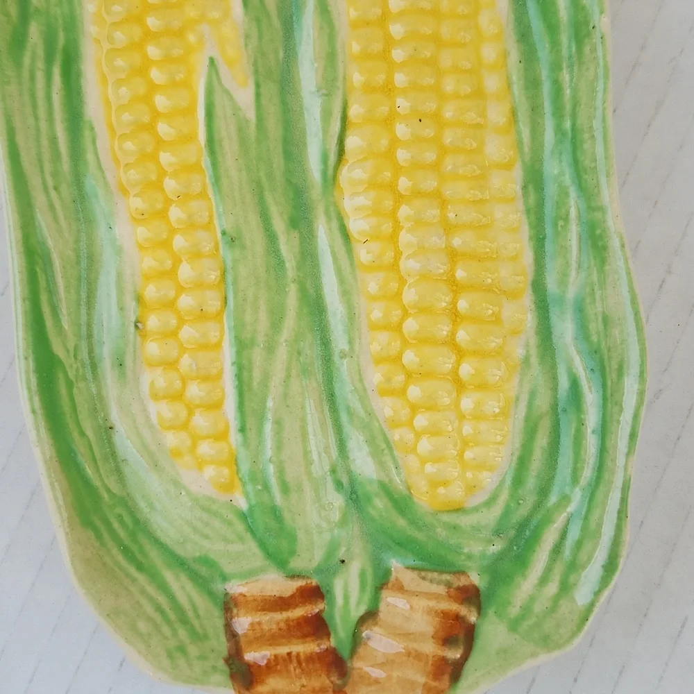 MID-CENTURY JAPANESE HINODE POTTERY SET OF 4 CORN DISHES - Picture 4 of 8